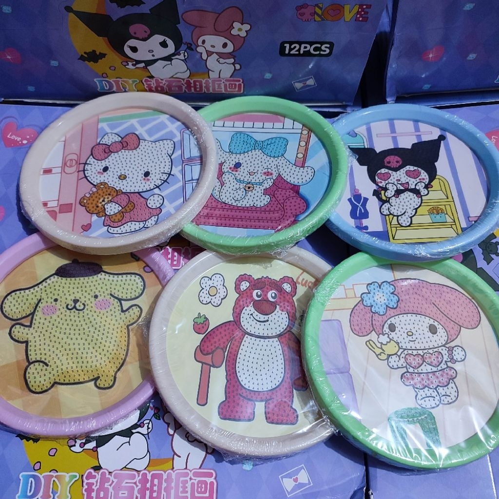 

mainan sanrio kuromi lukisan tempelan diamond painting bulat manik warna