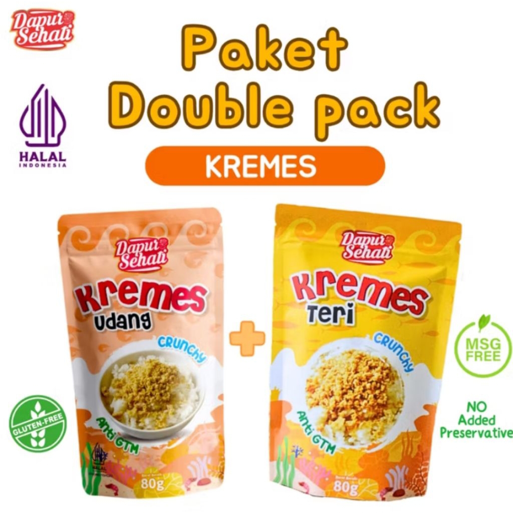 

Bundling 2 Kremes Udang & Kremes Teri Dapur Sehati Lauk Instan Non Msg