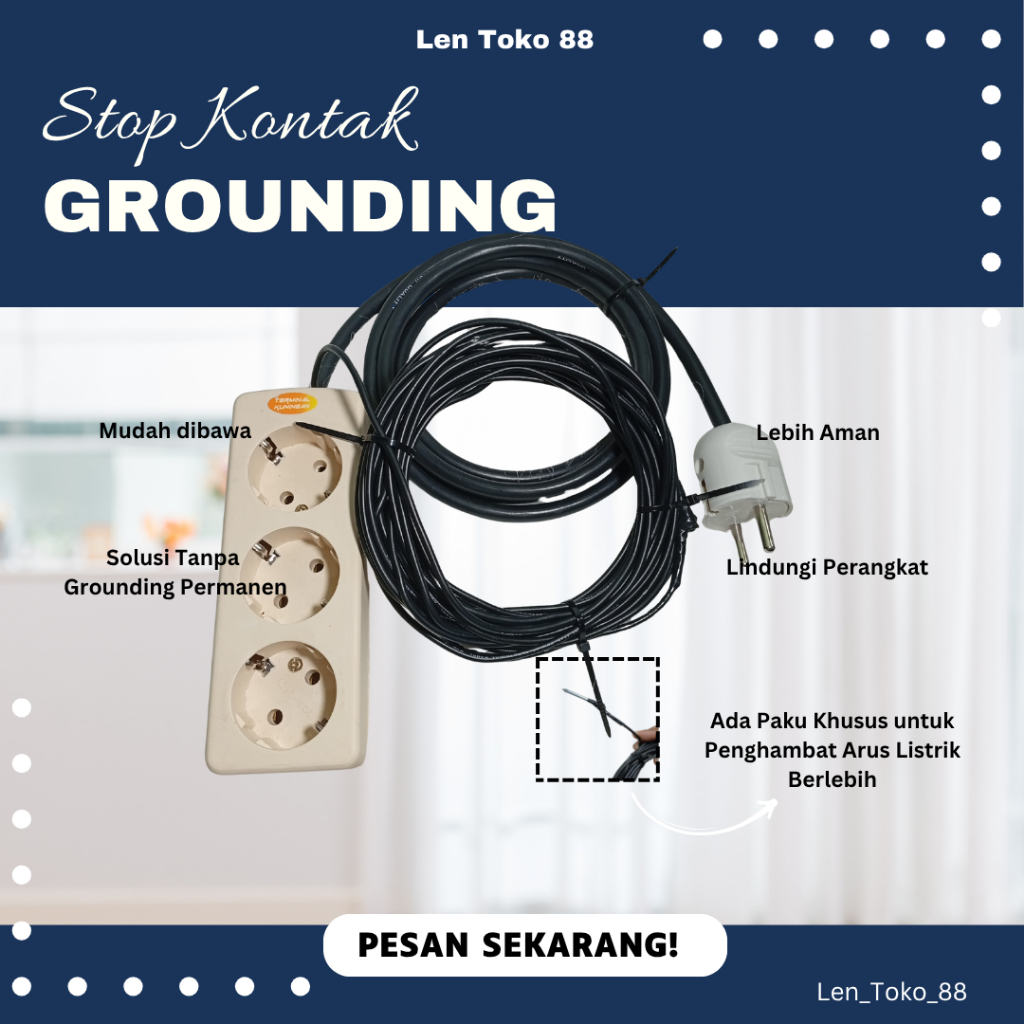 Stop kontak Grounding Portabel Tembok Listrik statis / Menghilangkan Listrik statis (Grounding)