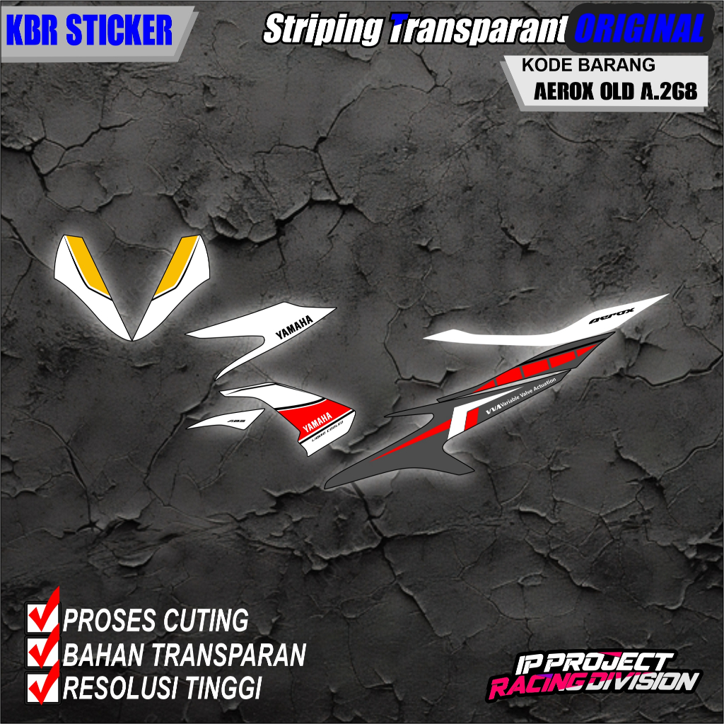 (COD)STRIPING ORIGINAL MOTOR YAMAHA AEROX 155 OLD 2016-2020 DESAIN RACING HOLOGRAM DAN TRANSPARAN