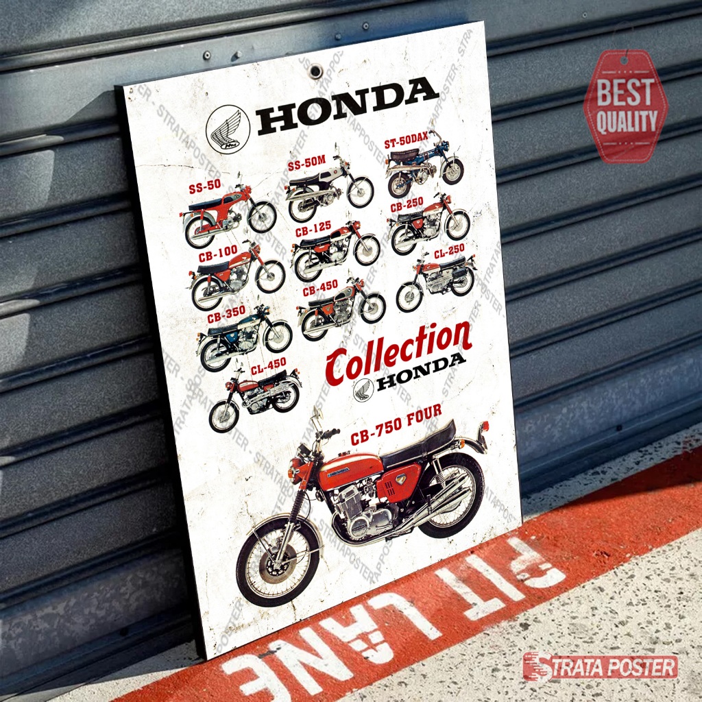 Poster Motor Klasik Honda CB Dekorasi Hiasan dinding Otomotif