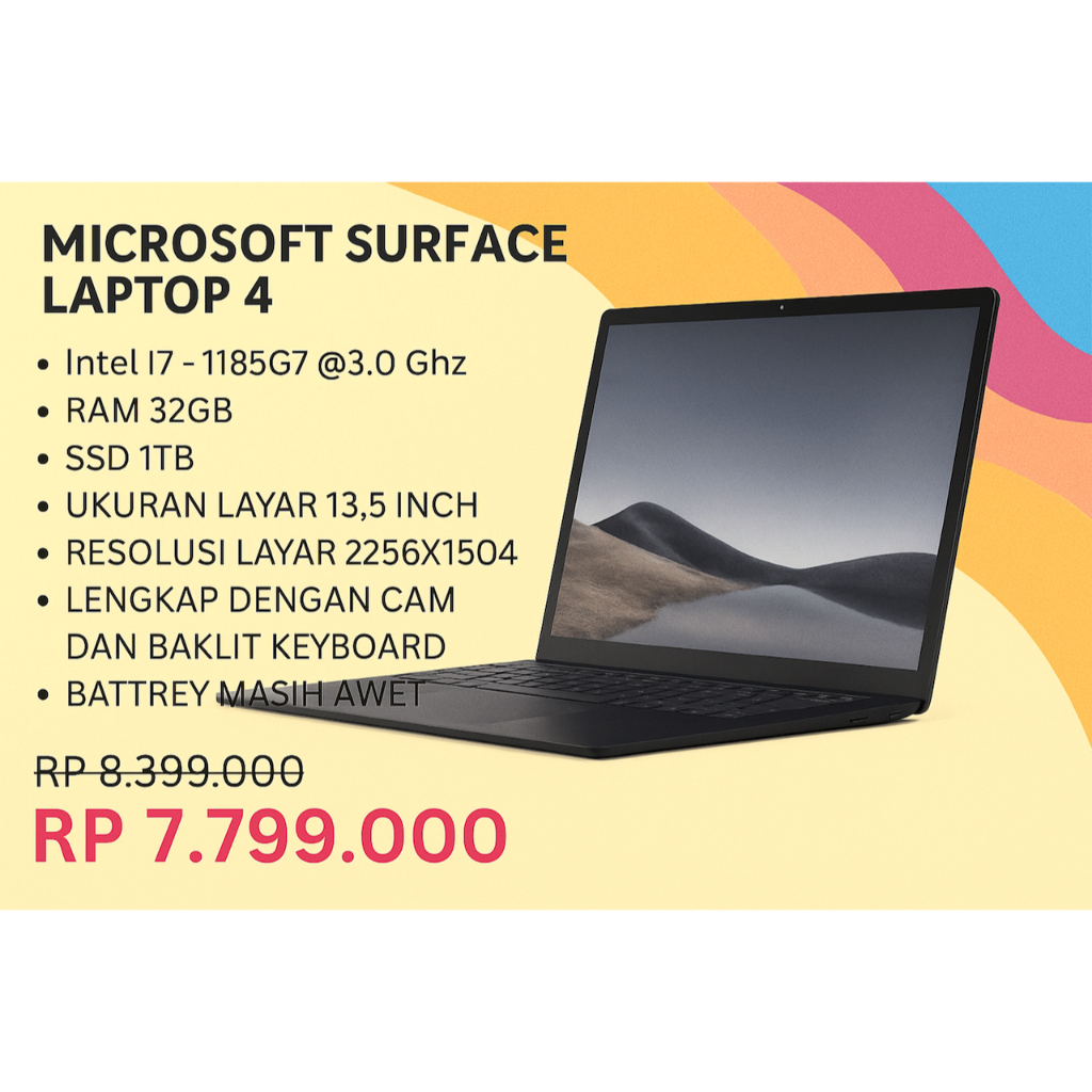 MICROSOFT SURFACE LAPTOP 4 I7 1185G7 32GB RAM 1TB SSD