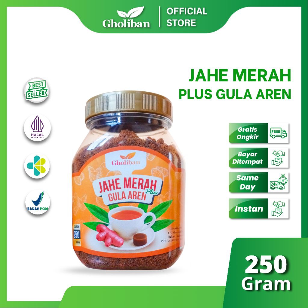 

Gholiban Jahe Merah Plus Gula Aren Instan 200g Minuman Herbal Alami