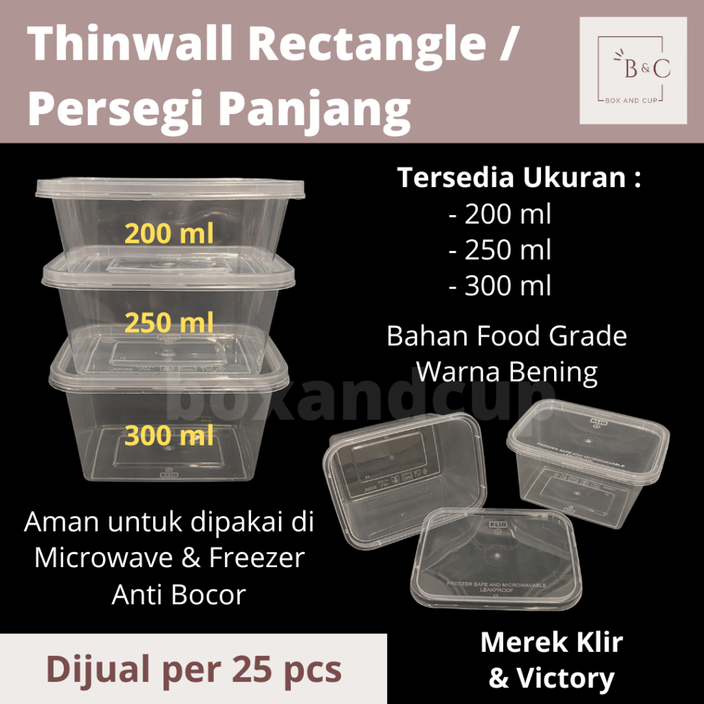 Thinwall Rectangle / Kotak Makanan Plastik Persegi Panjang Kecil