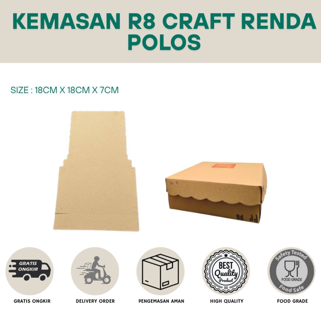 DUS KOTAK NASI R8 CRAFT POLOS - KOTAK NASI R8 RENDA - KOTAK NASI CRAFT SIZE 18X7