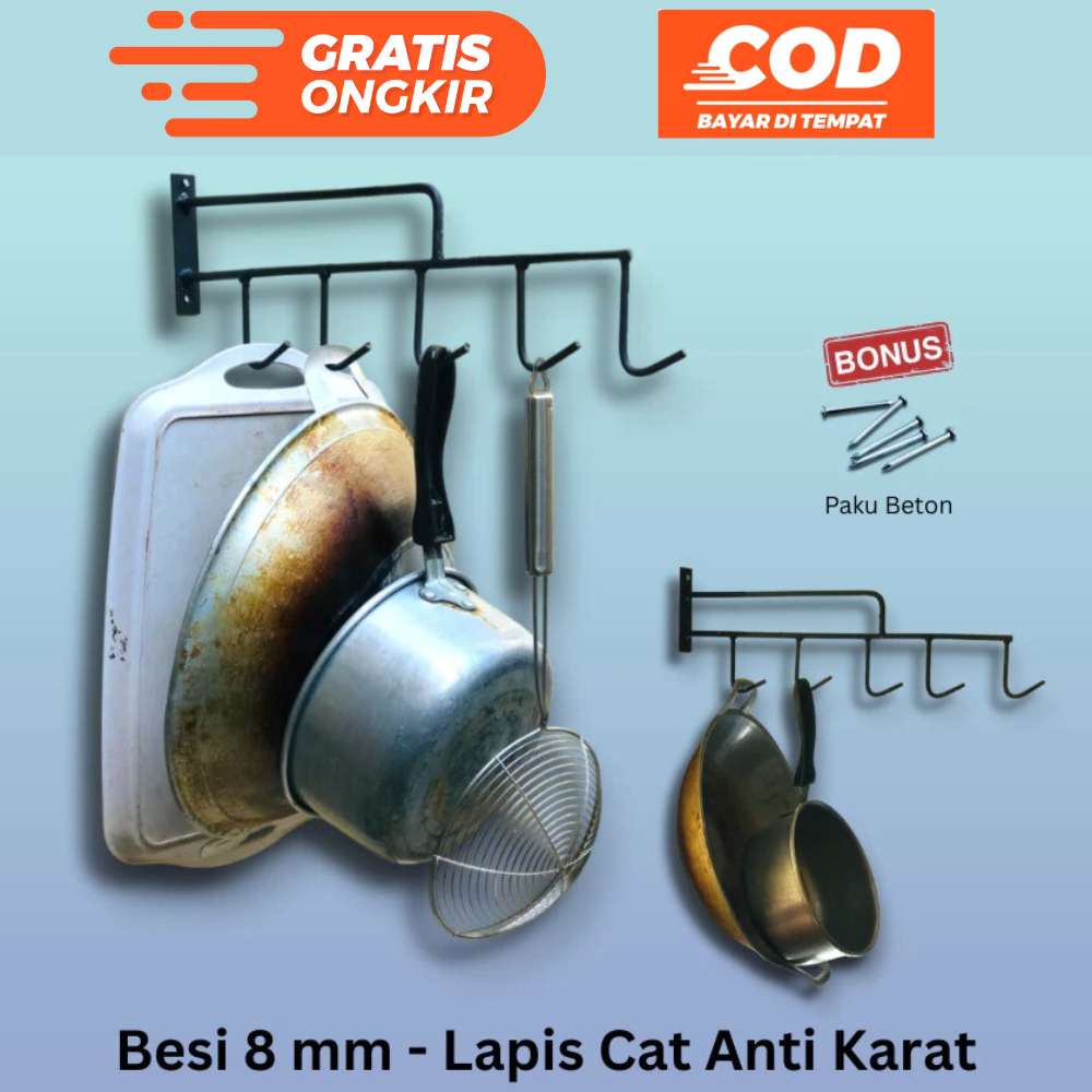 Rak Panci Wajan Gantung Dinding - Gantungan Panci Wajan Anti Karat