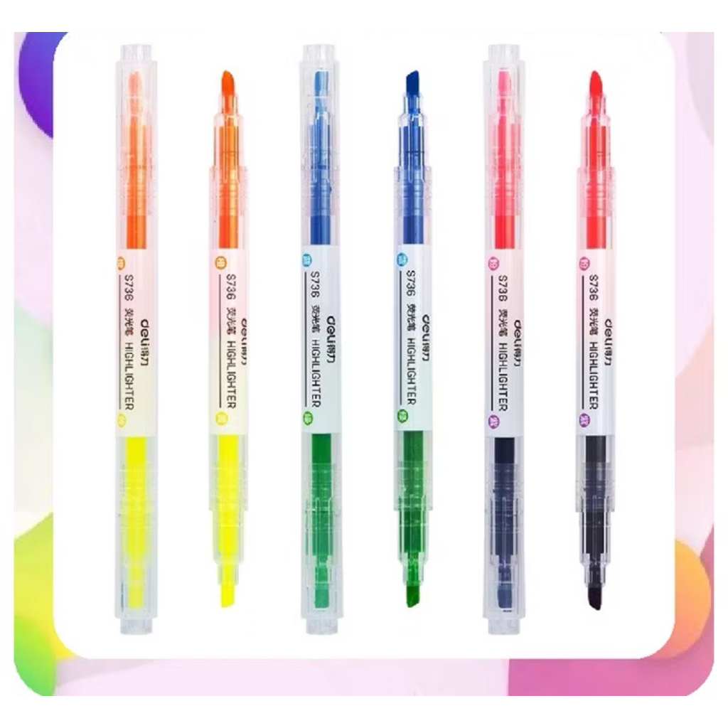 

Highlighter Ujung 2 Warna Marker Pen Alat Tulis Penanda Berwarna 2 Tip Warna