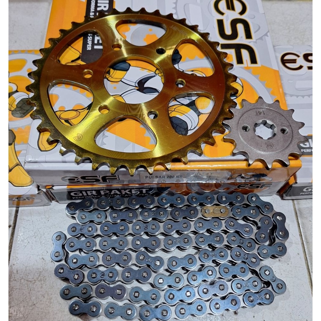 GEAR SET PULSAR KAWASAKI 200NS - GEAR PAKET NS200 GOLD ORIGINAL ESF