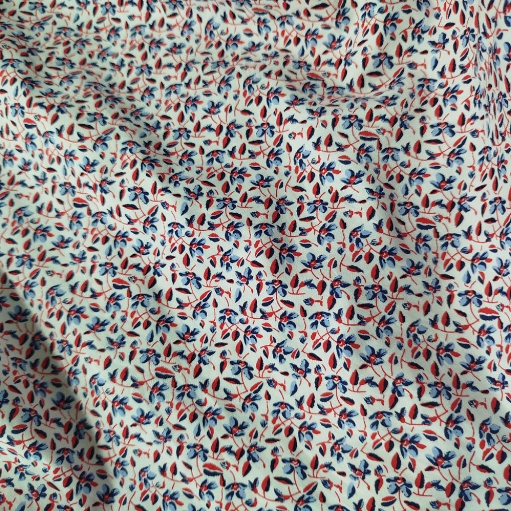 Kain Katun Poplin Floral Mini Premium – Cocok untuk Gamis, Dress,Kemeja & Baju Anak - Kain Katun Pop