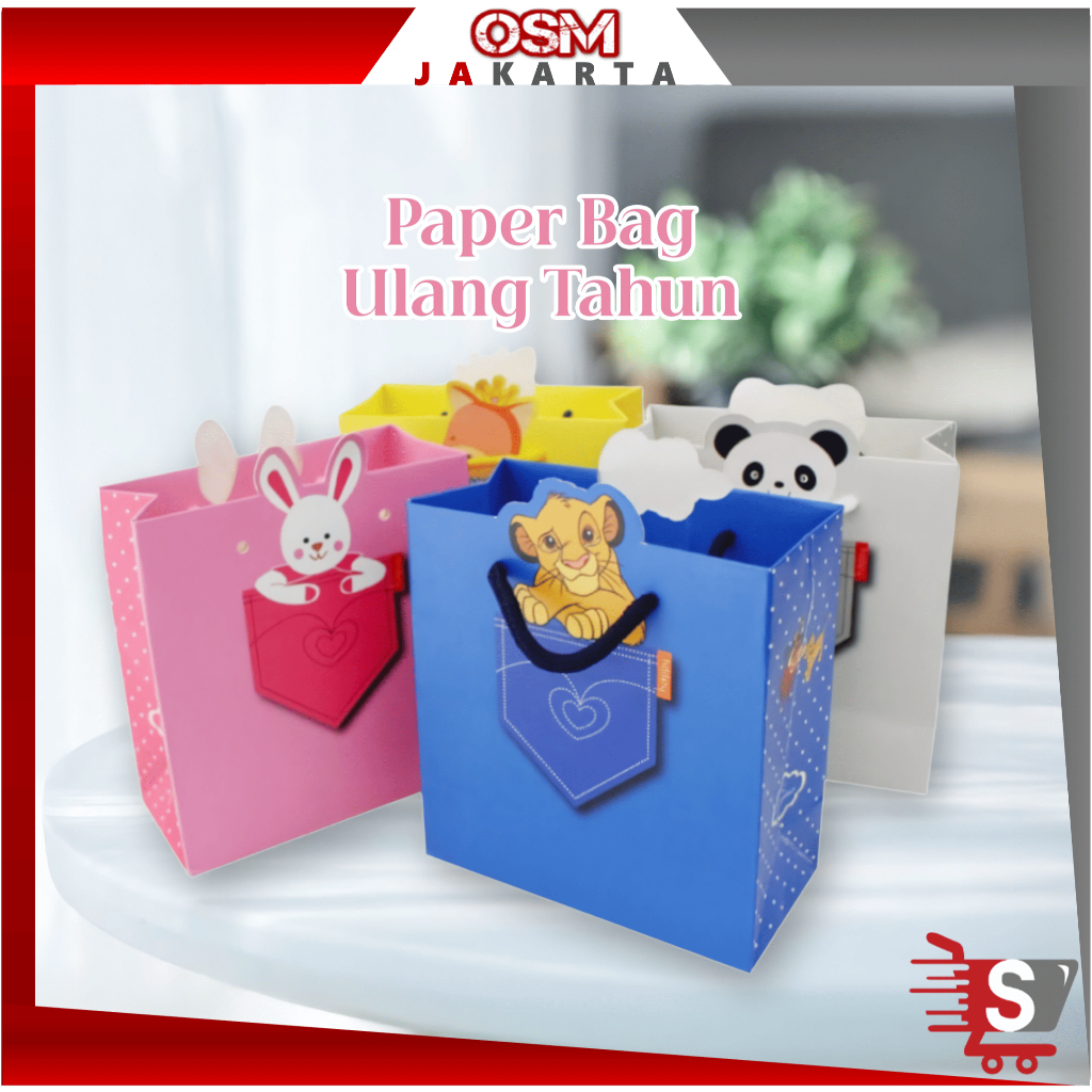 

OSM JKT 6051 Paper Bag Ulang Tahun / Paper Bag Motif Animal / Goodie Bag Ulang Tahun Animal Series / Paper Bag Karakter Lucu