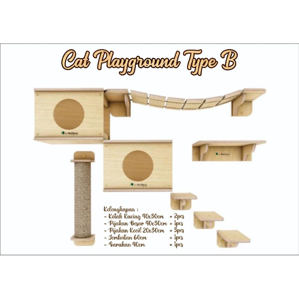 Ready Cat Playground Cat Box Kotak Kucing Kandang Kucing Kayu Mainan Kucing