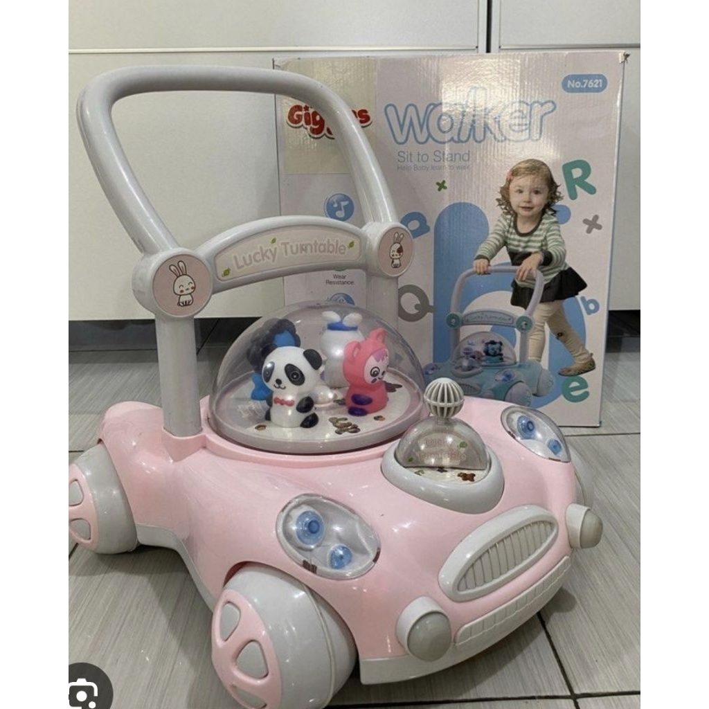 preloved mainan belajar jalan/ like new little giggles baby walker music box 7621