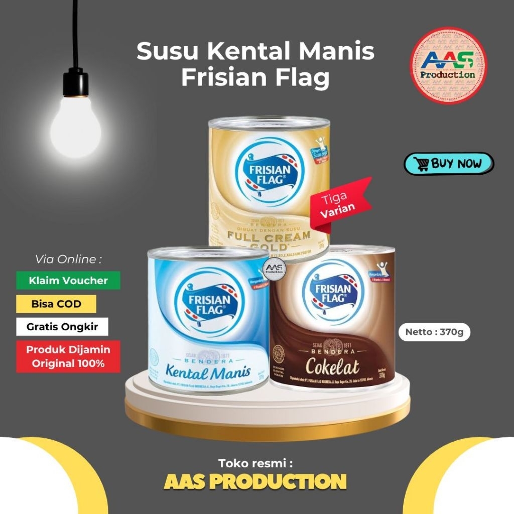 

Susu Frisian Flag 370gr + (free teh celup)