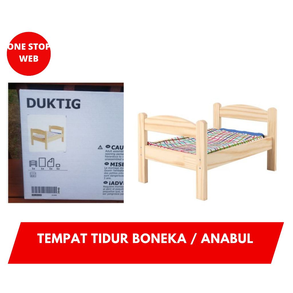 IK105892 Tempat Tidur Boneka, Kucing, Anjing, Anabul Dengan Seprai dan Kasur Tipis Wooden Doll Bed C