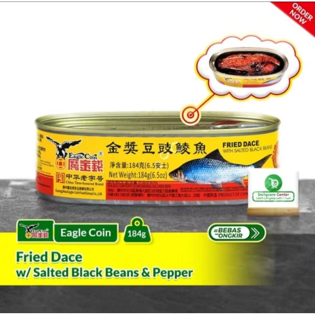 

Eagle Coin Fried Dace with salted black beans / ikan tausi kaleng 184gr - HALAL