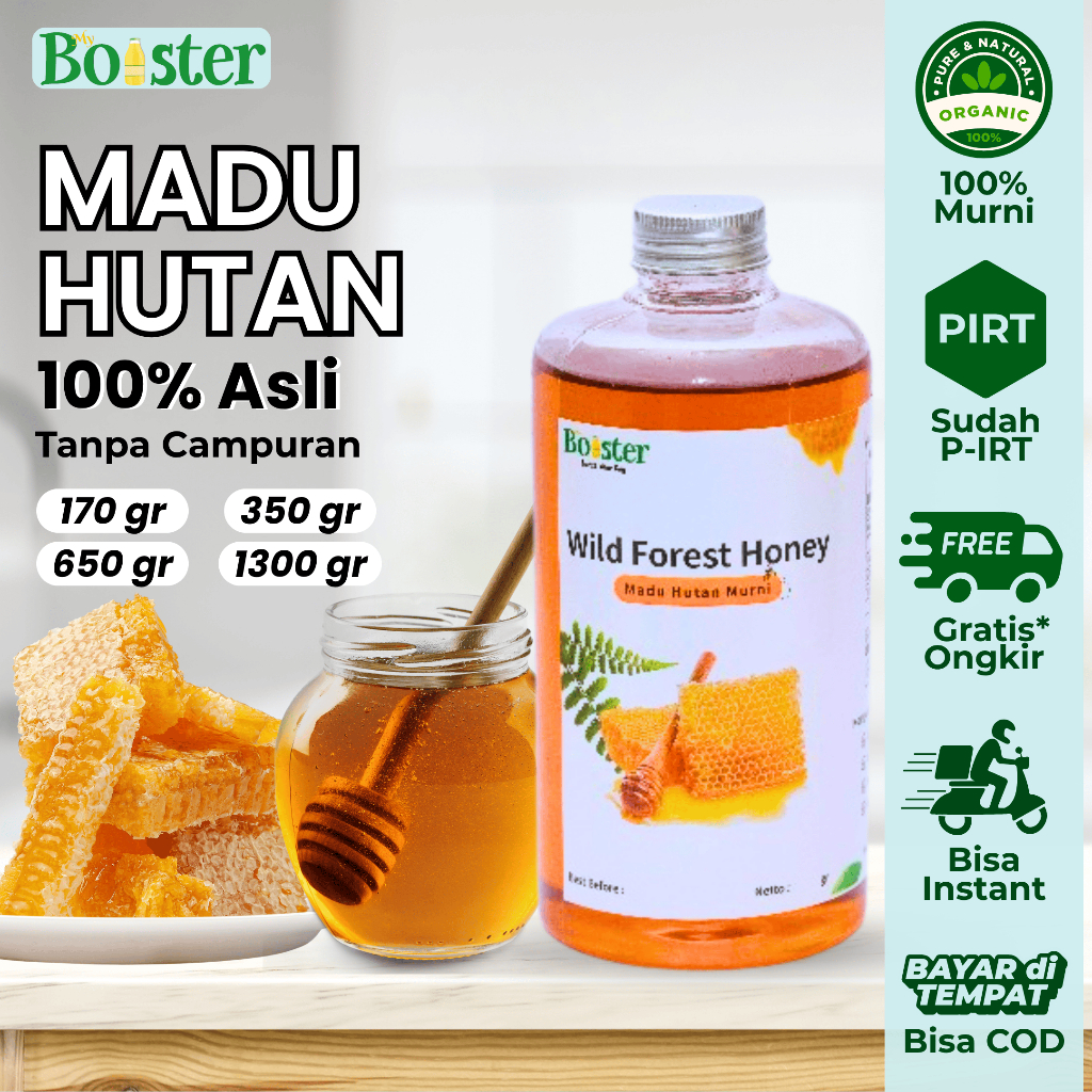 

MYBOOSTER MADU HUTAN LIAR ASLI TANPA CAMPURAN ORIGINAL / MADU HUTAN TANPA CAMPURAN RAW HONEY PREMIUM