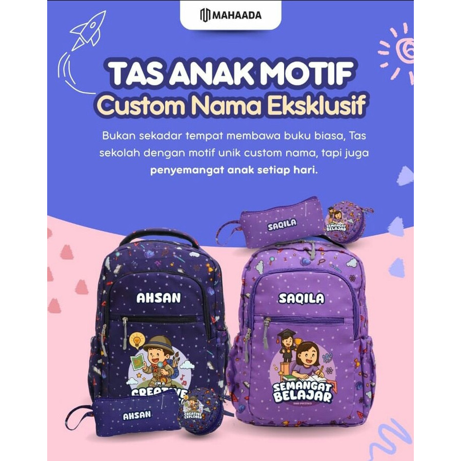 Tas Sekolah Anak Custom Nama
