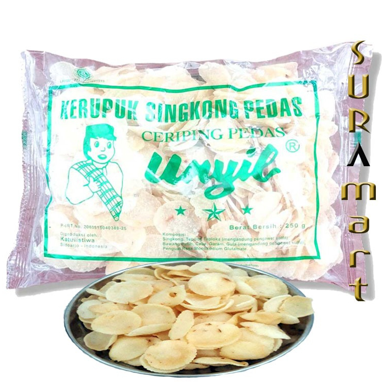 

(250 gr) KERUPUK UNYIL PEDAS Kerupuk Singkong Pedas Kemasan