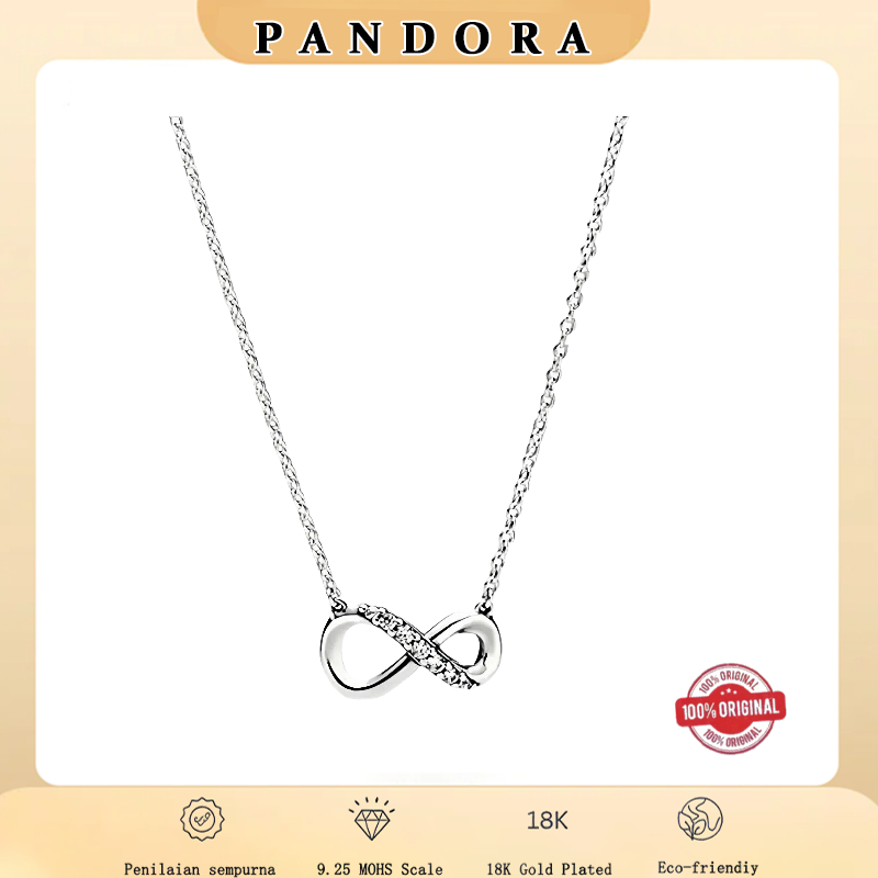 Charm Pandora,Semar Nusantara,Kalung Wanita,Perhiasan Perak,Kalung Emas Putih Wanita,Kalung Infinity
