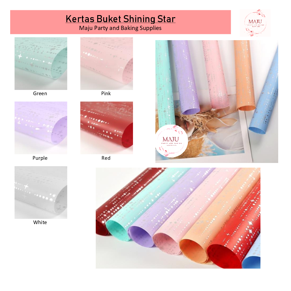 

(20 LEMBAR) Kertas Buket Starlight/ Flower Wrapping / Kertas Bunga / Flower Paper / Cellophane Paper