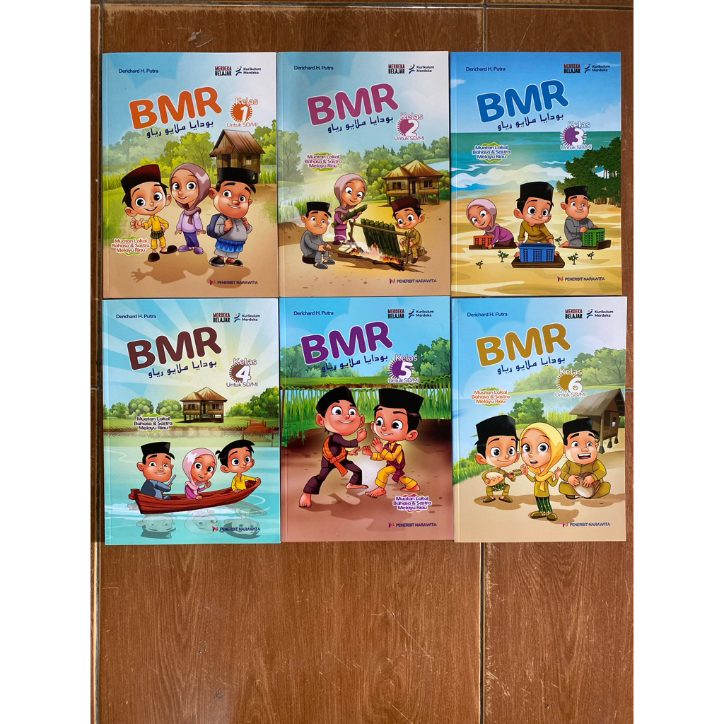 BUKU BUDAYA MELAYU RIAU/ BMR KURIKULUM MERDEKA PENERBIT NARAWITA  UNTUK ANAK KELAS 1,2,3,4,5,6 SD/MI