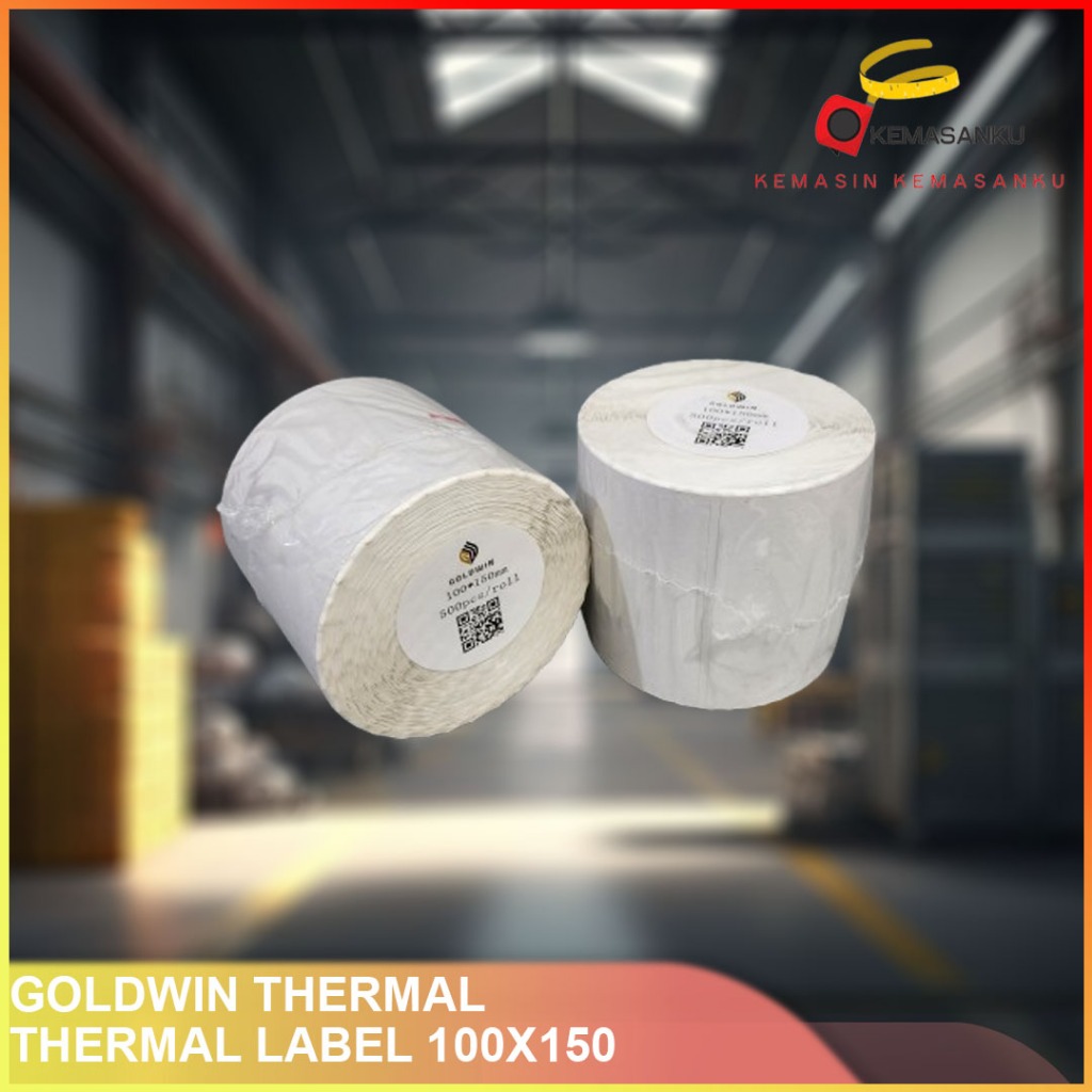[Goldwin] Thermal Label Barcode 100X150 Isi 500 Pcs Roll Lipat Goldwin Termurah Tbk