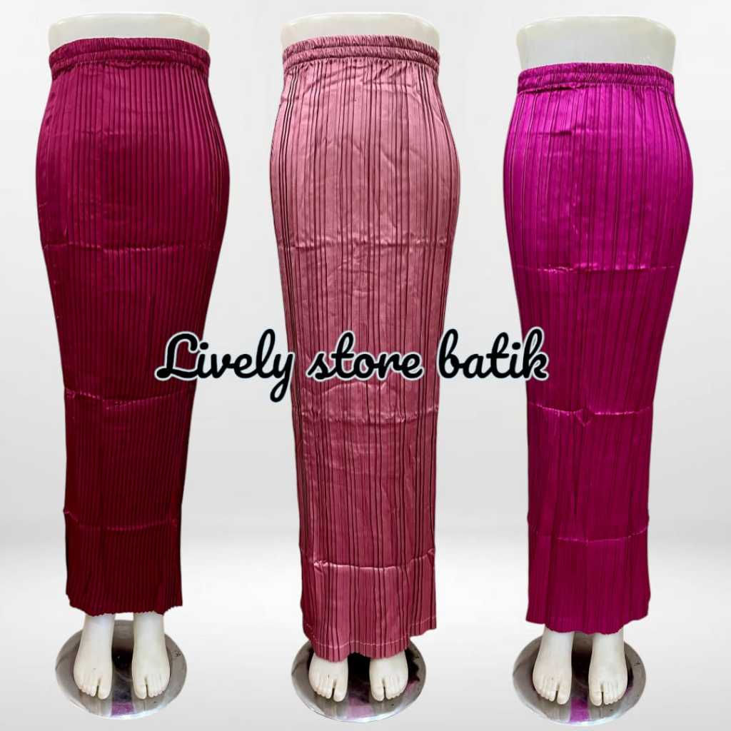 Rok plisket polos premium satin velvet / rok rempel polos satin velvet