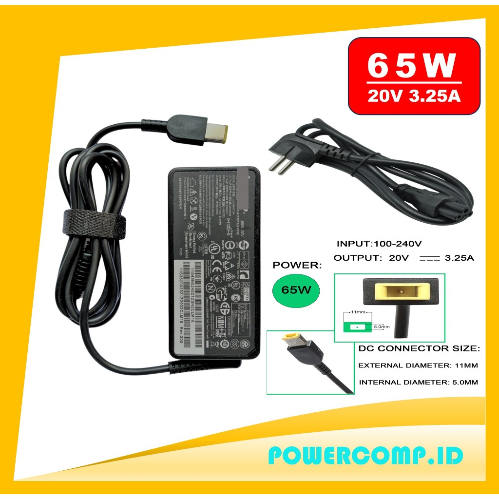 Adaptor Laptop Lenovo? Casan Laptop Lenovo? Adapter Charger Laptop Lenovo 20V 3.25A 65W USB Charger 