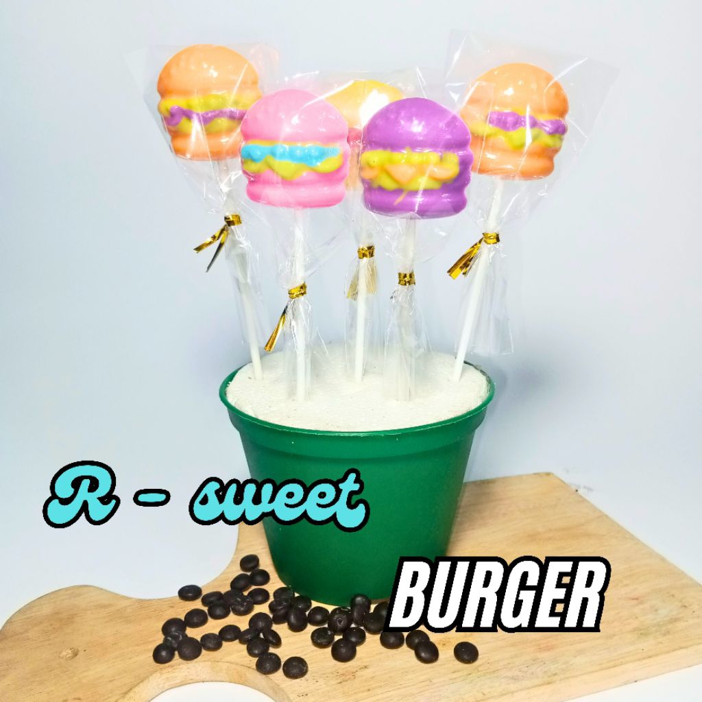 

Coklat lolipop karakter BURGER / cokelat ultah /coklat souvenir