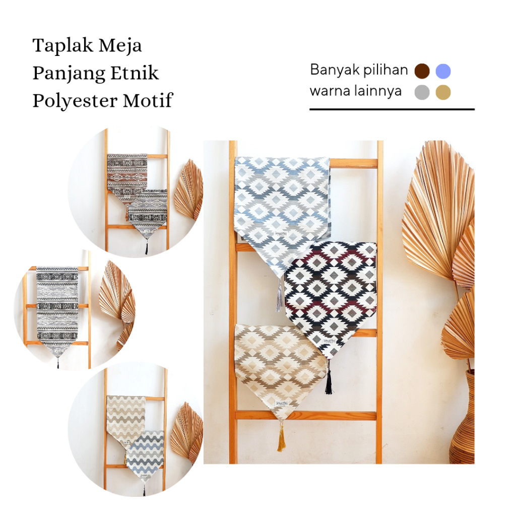 Taplak Meja Panjang ETNIK - Kain Polyester Premium (Taplak Meja Makan Bed Runner Motif Etnik Klasik 