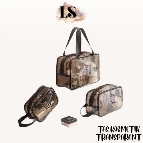 LS - TAS KOSMETIK TRANSPARANT H488 TRAVEL TRANSPARAN WASHBACK / POUCH KOSMETIK / TAS MAKE UP POUCH T