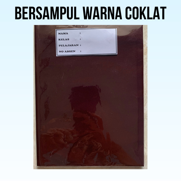 

buku tulis sudah disampul sukung warna coklat dan sampul plastik (tinggal pakai)
