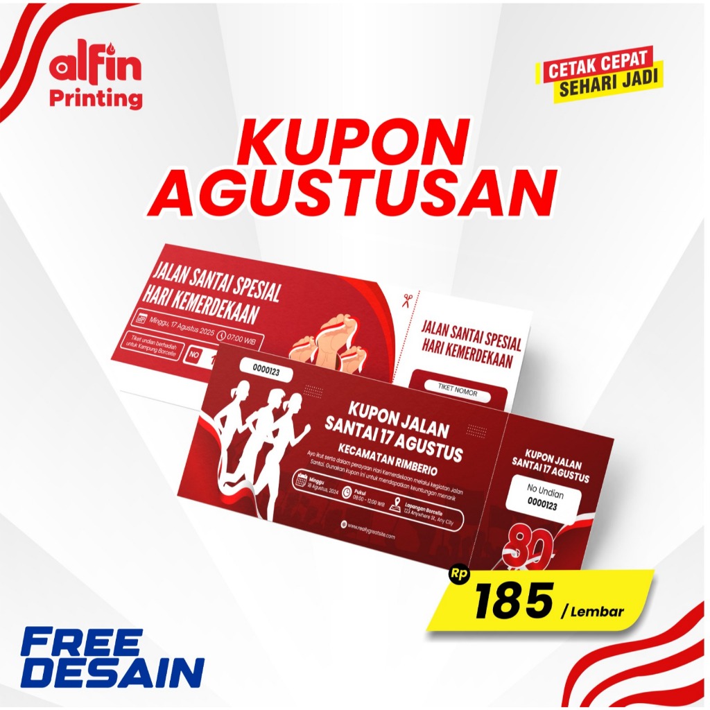 

Kupon Agustusan | Kupon Sepeda Sehat | Kupon Berhadiah | Tiket Memeriahkan HUT RI KE 80 TAHUN 2025