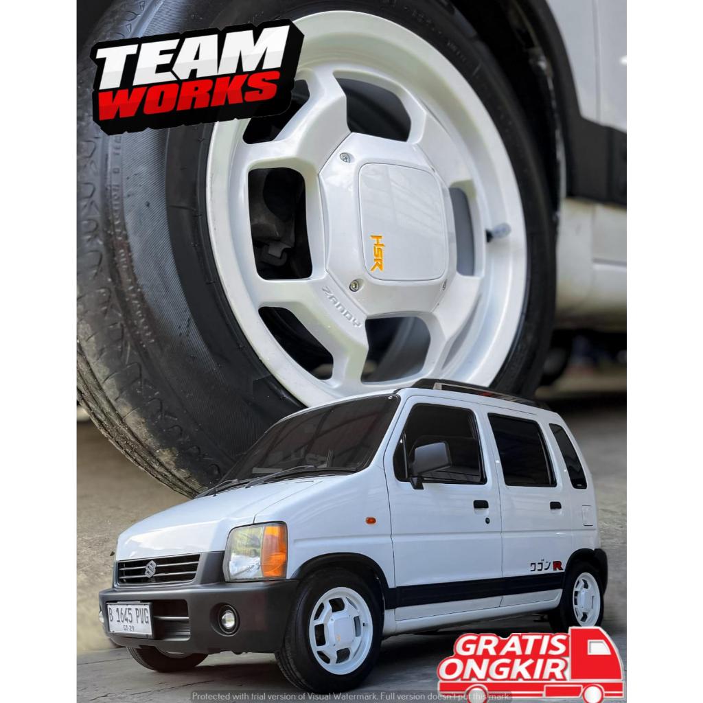 PAKETAN VELG+BAN RING 14 KARIMUN KOTAK RIO CERIA SPARK HSR ZANDY LEBAR 6 GLOSY WHITE R14 ET36