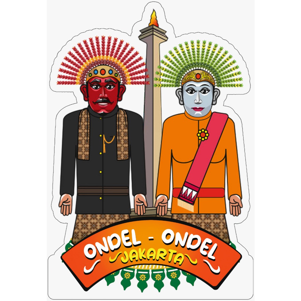 Ondel-Ondel Akrilik Dilengkapi dengan Lampu Led , Menggunakan Tatakan Kayu Akrilik 3mm (25cmx14cm )