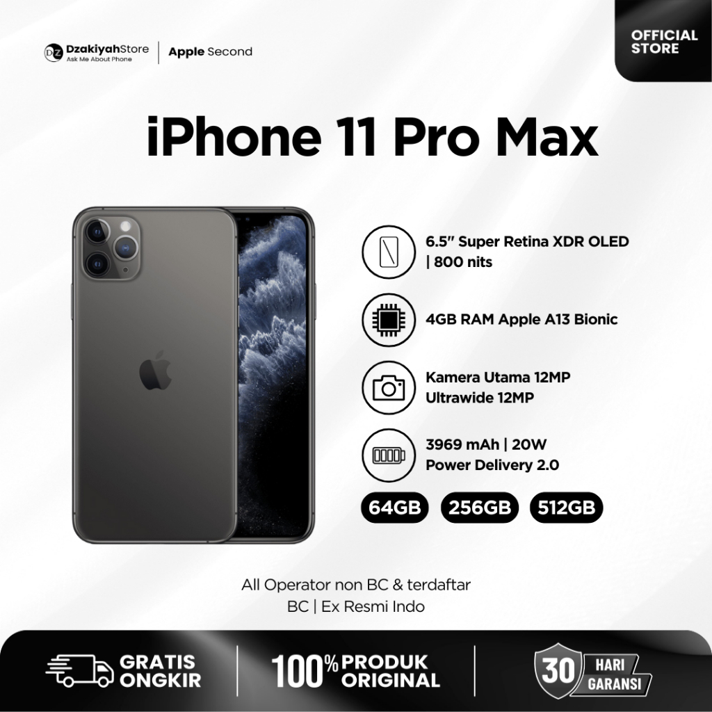 IPHONE 11 PRO MAX 64GB 256GB 512GB SECOND ALL OPERATOR