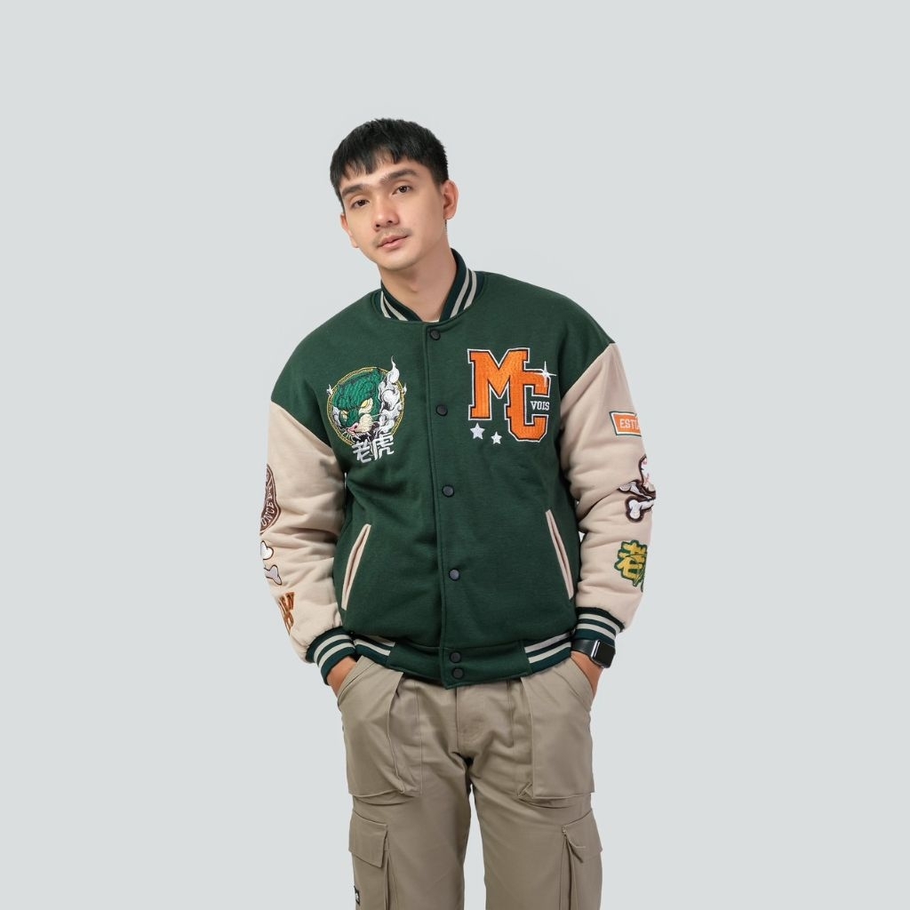 Jaket Varsity Mcvois Nakagumi Green Full Bordir