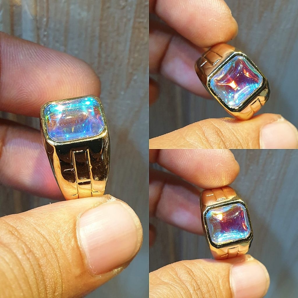 BATU CINCIN AKIK KALIMAYA PELANGI MODEL KOTAK