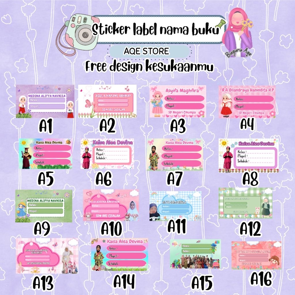 

Label Nama buku Versi Cewek isi 40 pcs