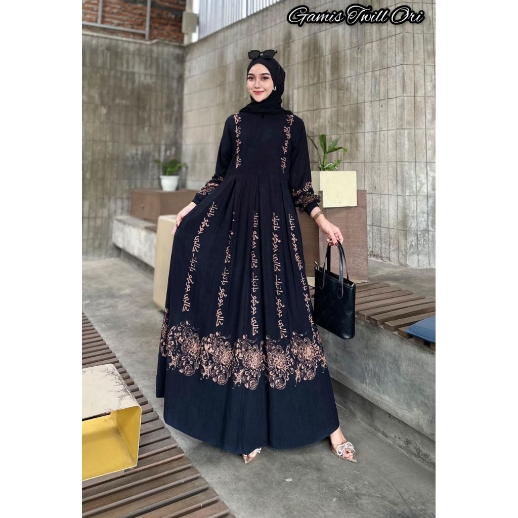 gamis twill ori gamis motif gamis twill pekalongan gamis twill jumbo gamis motif baju jumbo ld 130