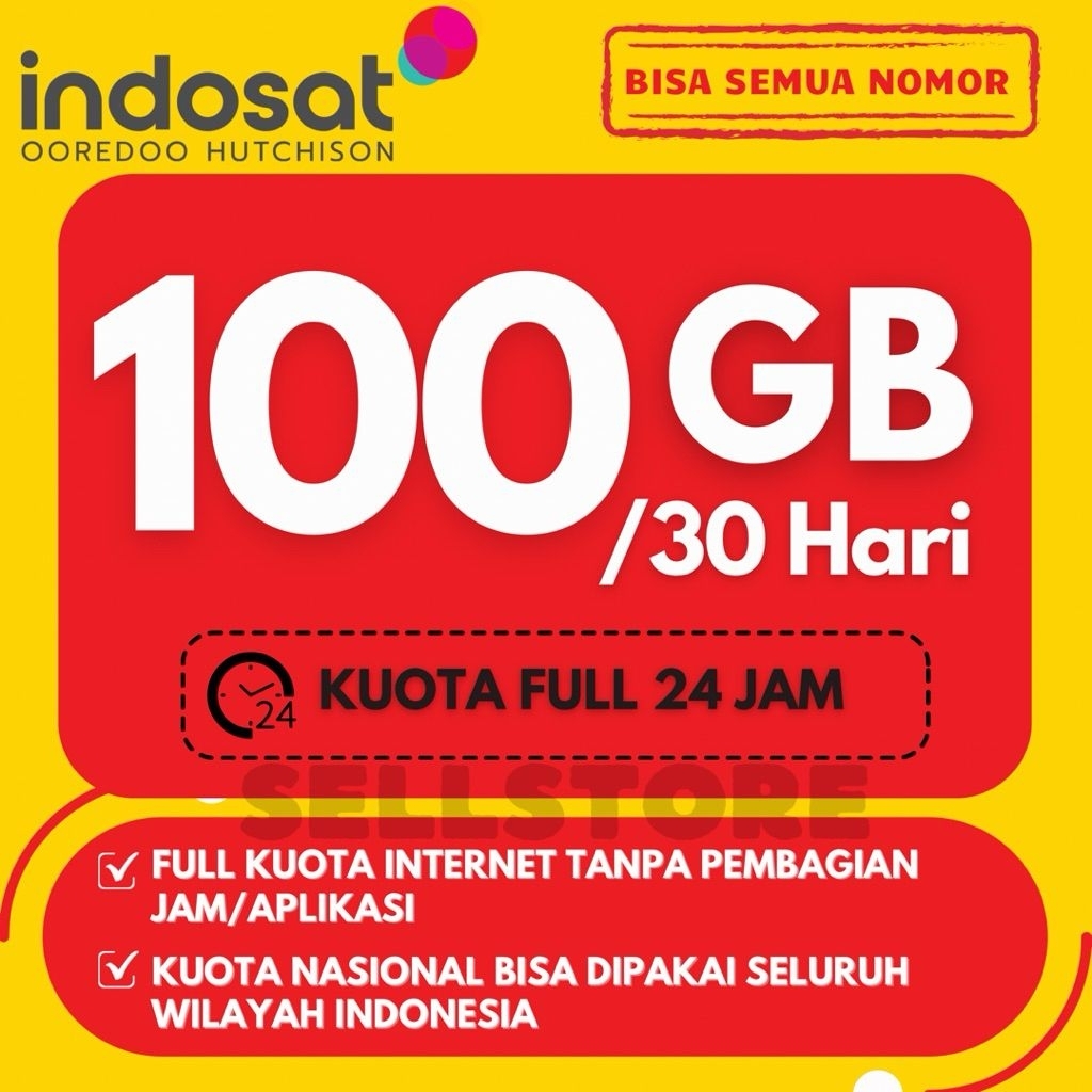 (FULL 24 JAM) PAKET KUOTA INDOSAT FREEDOM INTERNET 100 GB 30 Hari TERMURAH