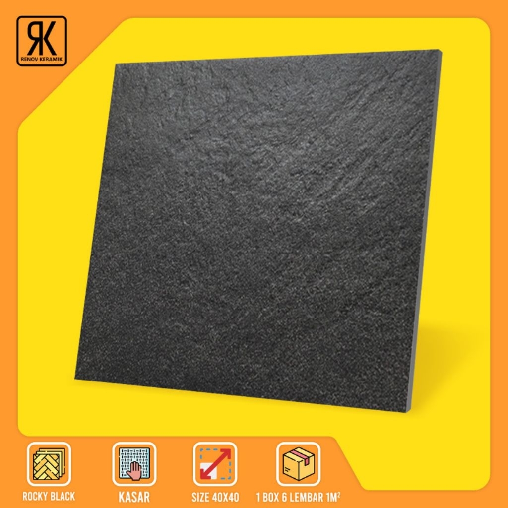 Keramik Kasar Carport Atau Garasi Hitam 40x40
