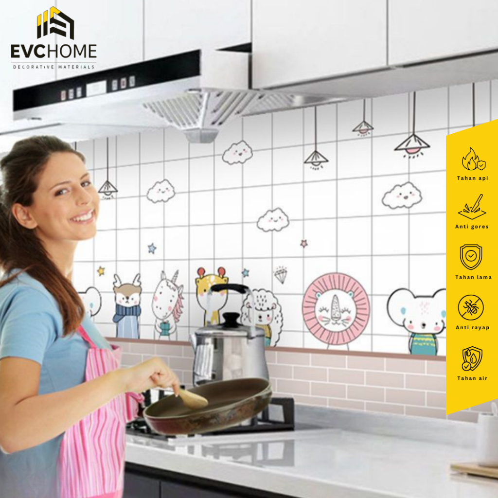 EVCHOME 60cm x 3m Wallpaper Sticker Dapur Aluminium Foil | Lemari | Meja | Serba Guna | Wallpaper Ki