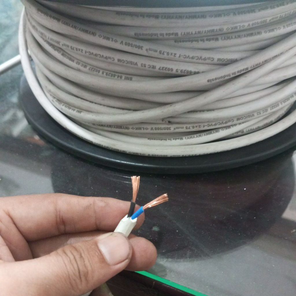 kabel listrik nymhy/kabel serabut 2x0.75 visicom sni tembaga murni