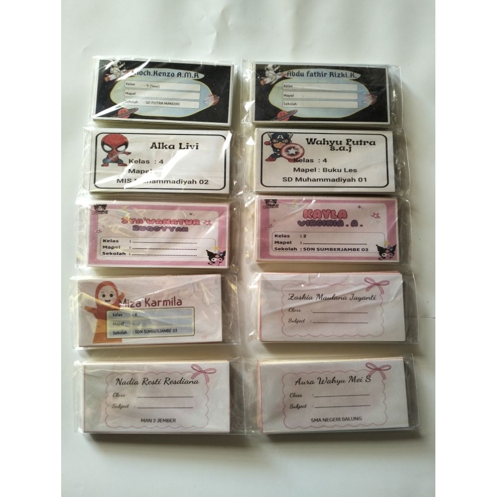 

Label Nama Stiker Buku