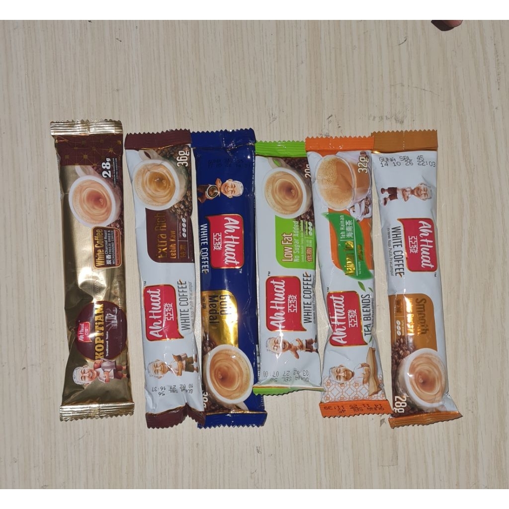 

Ah Huat Coffee Malaysia White Coffee Low Fat | White Coffee Smooth | Kopi 0 | Gold Medal | Hainan Tea(Sachet)