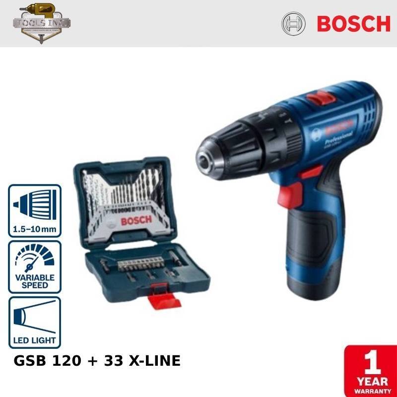 BOSCH GSB 120 Bor Baterai Tembok + 33 X-Line