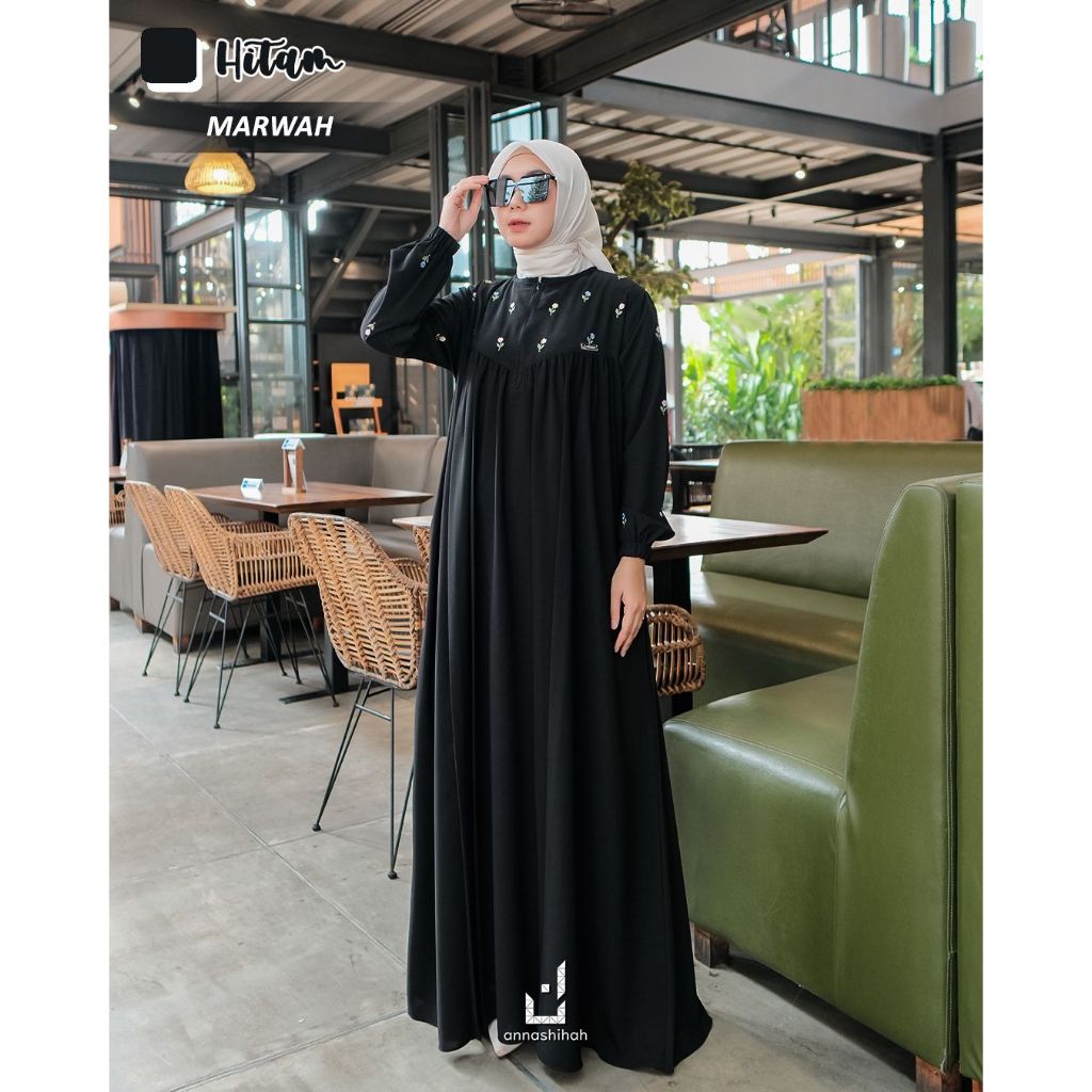 ANNASIHAH Marwah Dress By Annasiah Gamis Murah Kekinian Gamis Polos mix Bordir #Annasihah #MarwahDre