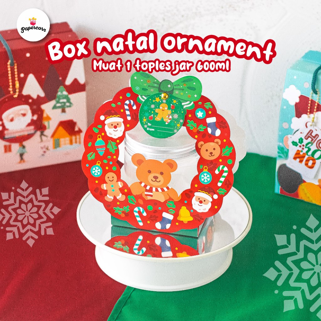 

10 Pcs Box Ornament Natal muat 1 toples 600ml + FreeTag 9x9x17