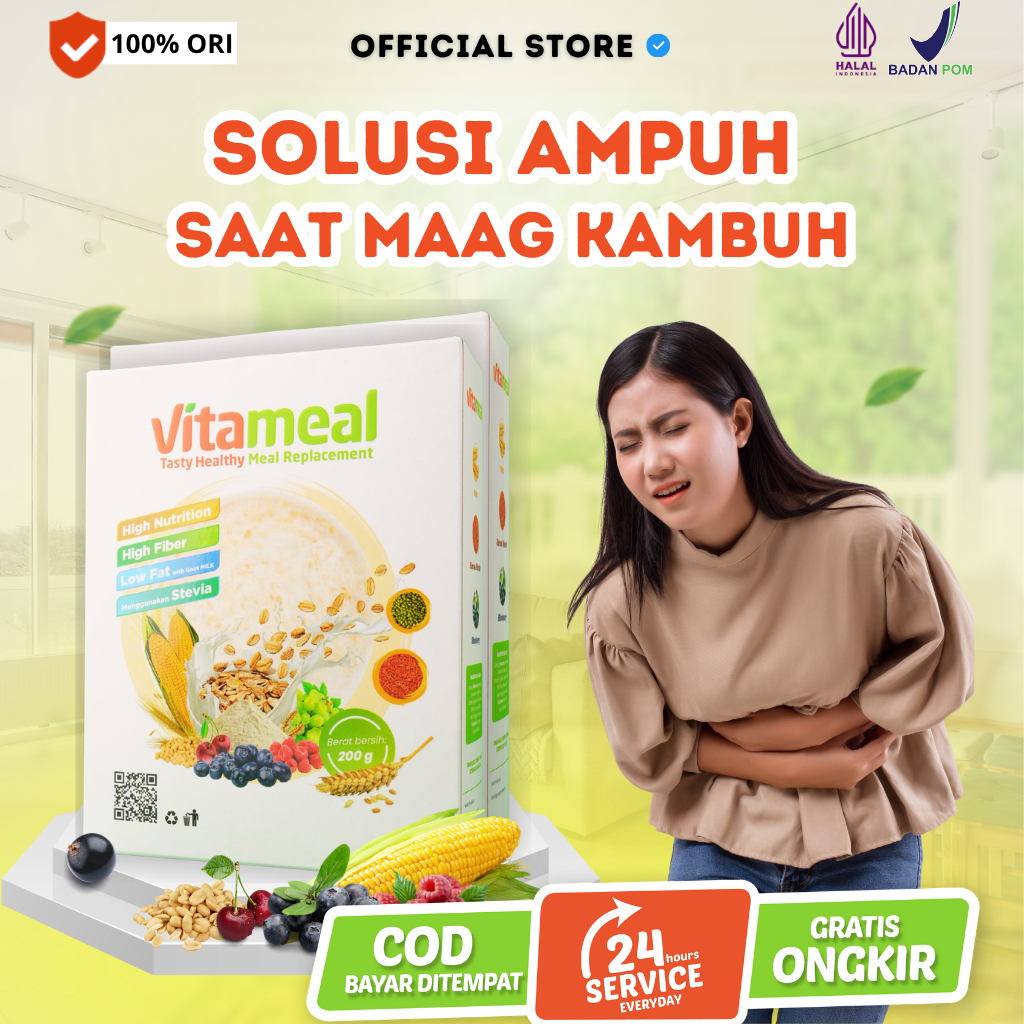 

Vitameal Solusi Ampuh Atasi Asam Lambung Maag Gerd Kronis Sakit Perut Mual Sereal Multigrain Vetamel